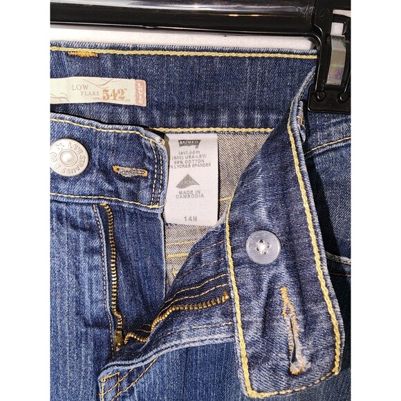 Vintage Levis 542 Low Rise Flare Jeans Y2K Flap Pockets Womens 14M - Picture 5 of 9